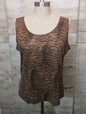 Chico's Brown Animal-Print Scoop Neck Tank